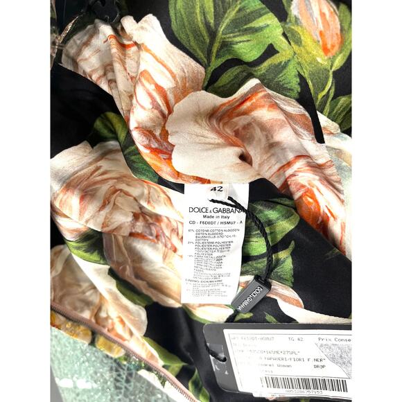 NWT DOLCE & GABBANA Metallic Floral-Print Cotton-Blend Brocade Mini Dress 42 M - Picture 13 of 14